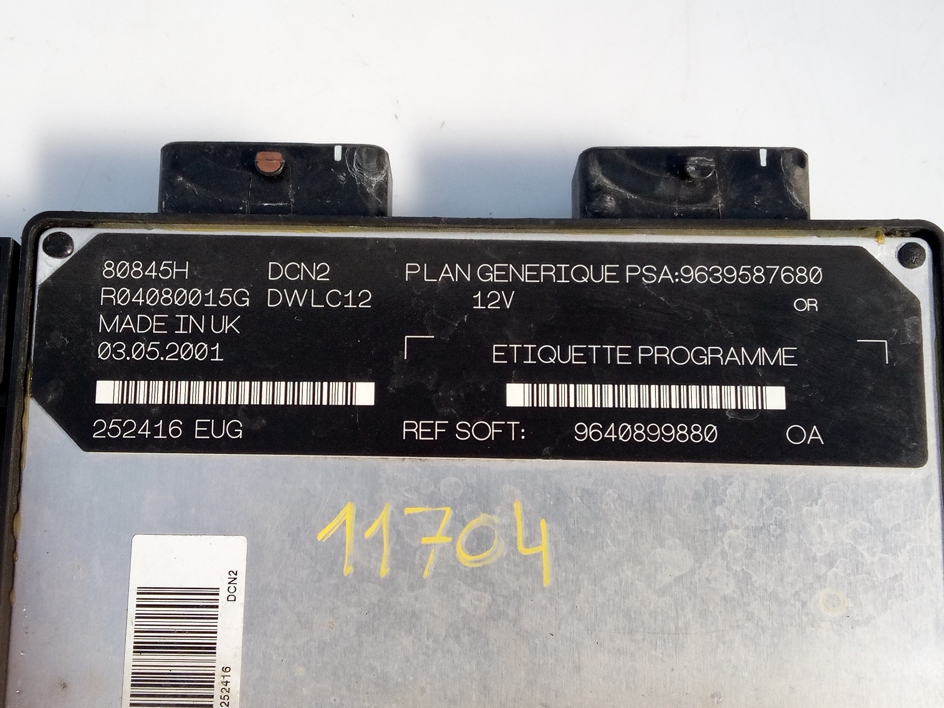 CENTRALITA MOTOR UCE PEUGEOT 206 BERLINA 9640899880 / E3-B2-25-1 / 9639587680 9640899880E3B22519639587680 - Vista 3