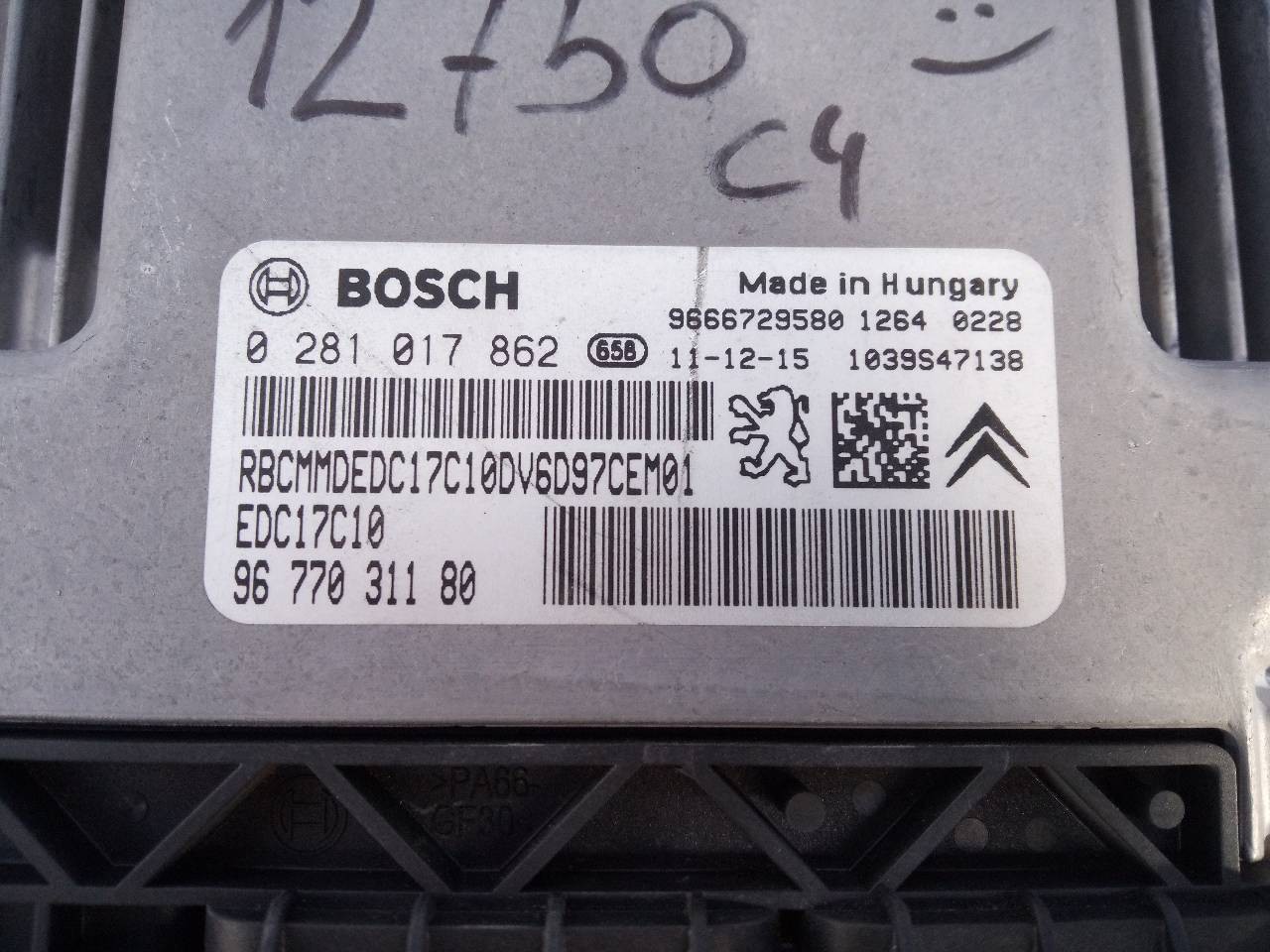CENTRALITA MOTOR UCE CITROËN C4 LIM. 9677031180 / E3-B2-34-3 / 0281017862 9677031180E3B23430281017862 - Vista 2