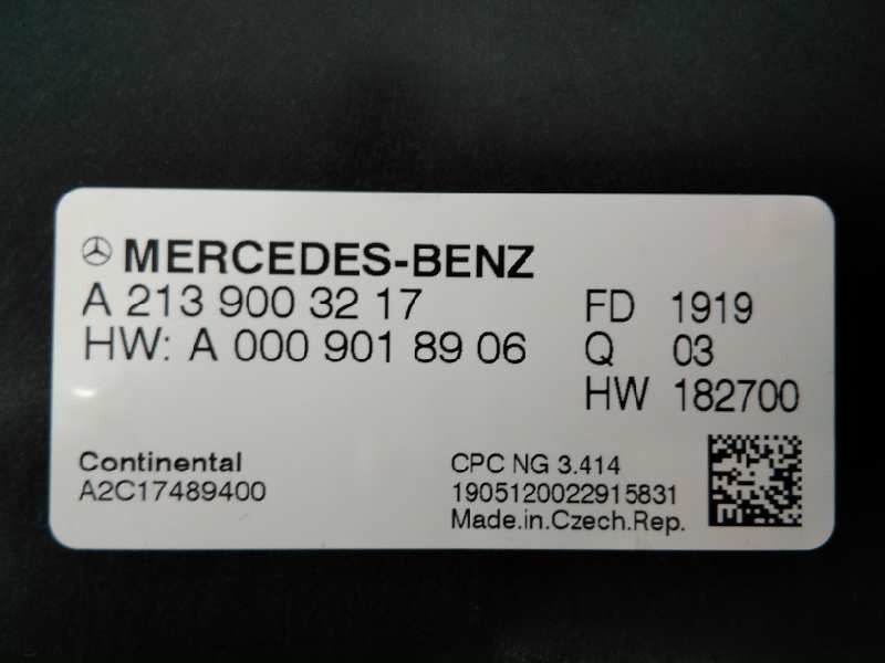 MODULO ELECTRONICO MERCEDES-BENZ CLASE C (W205) FAMILIAR A2139003217 / E3-A1-8-7 / A0009018906 A2139003217E3A187A0009018906 - Vista 3