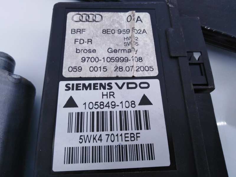 ELEVALUNAS TRASERO DERECHO AUDI A4 BERLINA (8E) 8E0839462C / E1-B6-4-2 / 5WK47011EBF 8E0839462CE1B6425WK47011EBF - Vista 2
