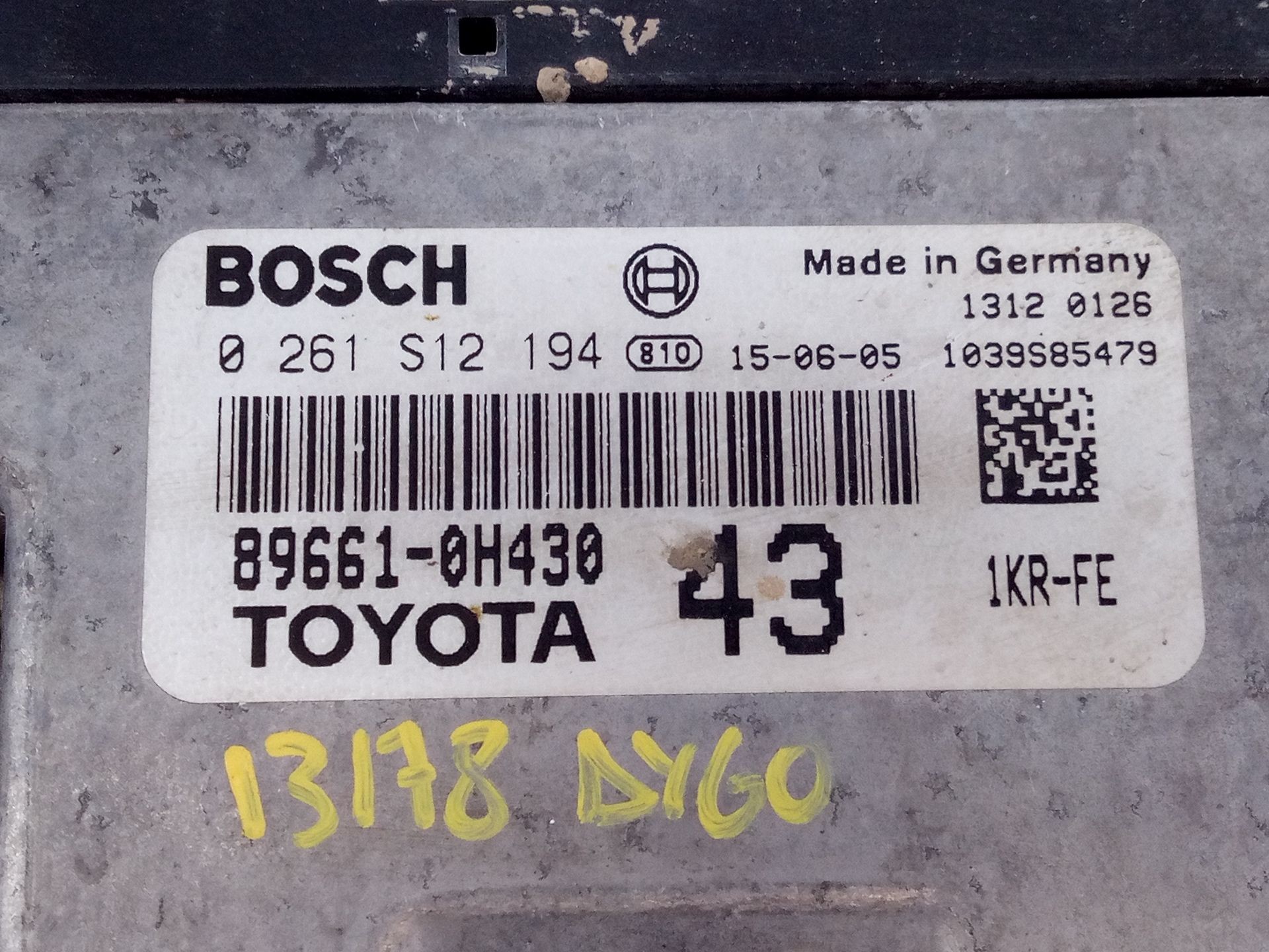 CENTRALITA MOTOR UCE TOYOTA AYGO (_B4_) 896610H430 / E3-B2-20-1 / 0261S12194 896610H430E3B22010261S12194 - Vista 3