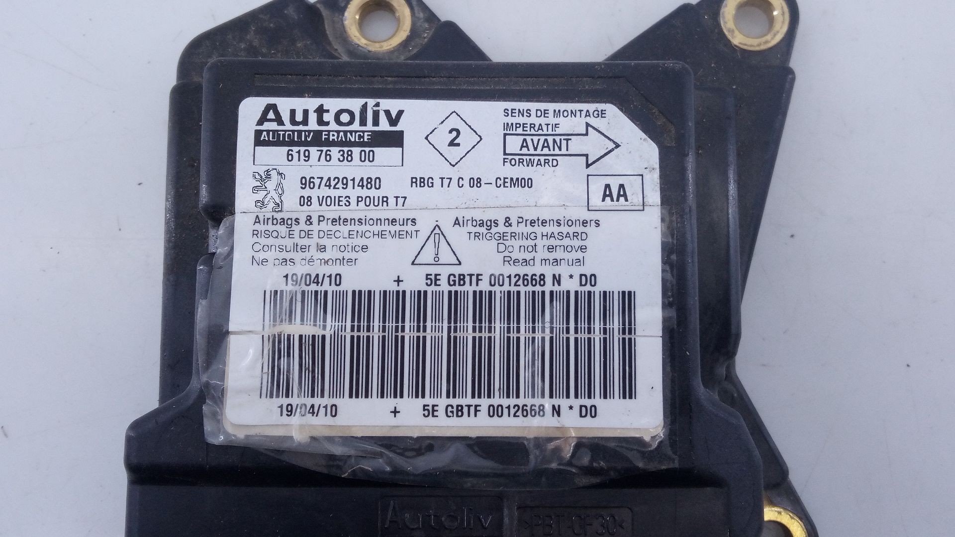 CENTRALITA AIRBAG PEUGEOT 308 9674291480 / E3-B2-24-2 / 619763800 9674291480E3B2242619763800 - Vista 2