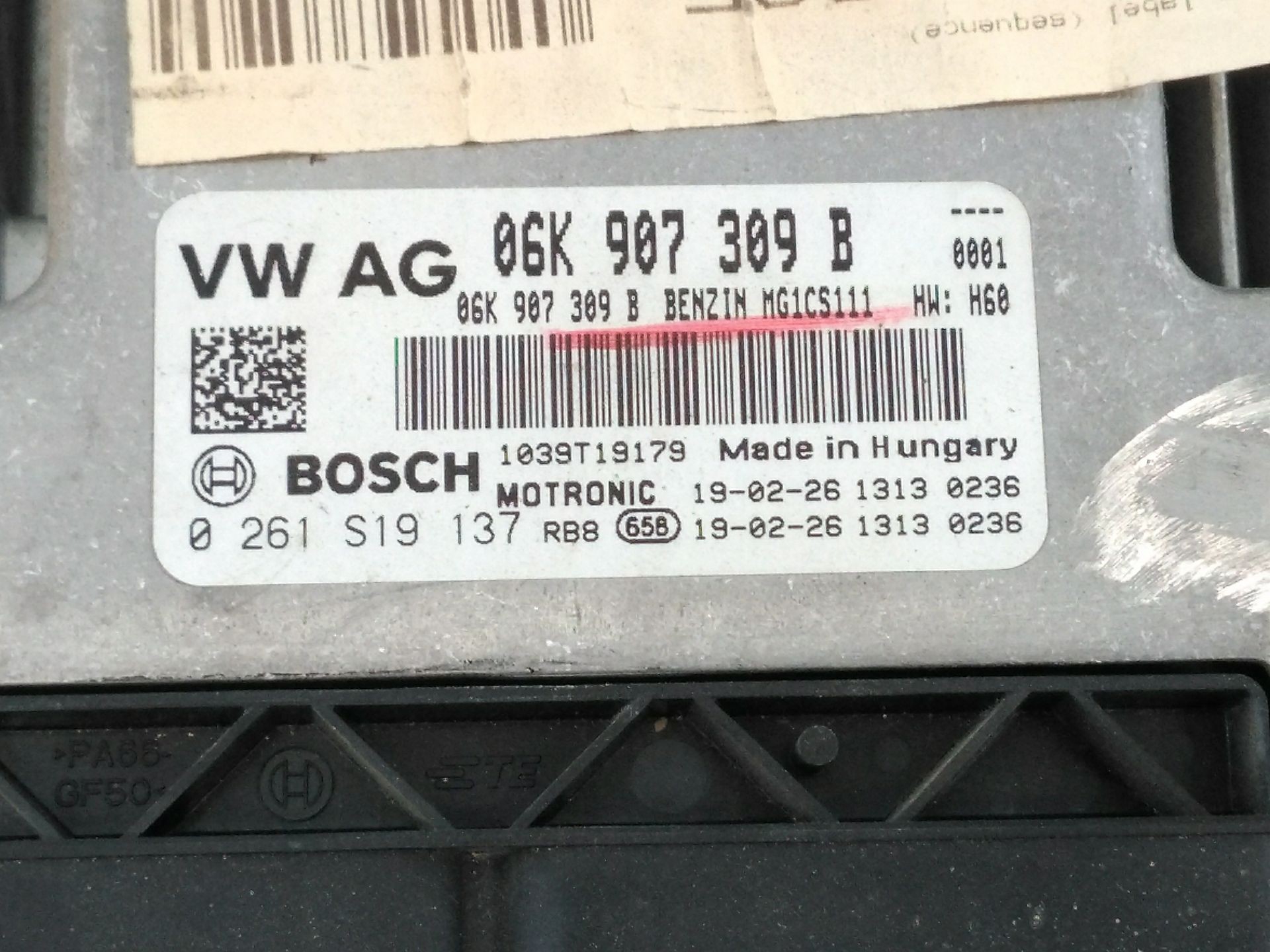 CENTRALITA MOTOR UCE VOLKSWAGEN TIGUAN ALLSPACE (BW2, BJ2) 06K907309B / E2-A1-5-3 / 0261S19137 06K907309BE2A1530261S19137 - Vista 2