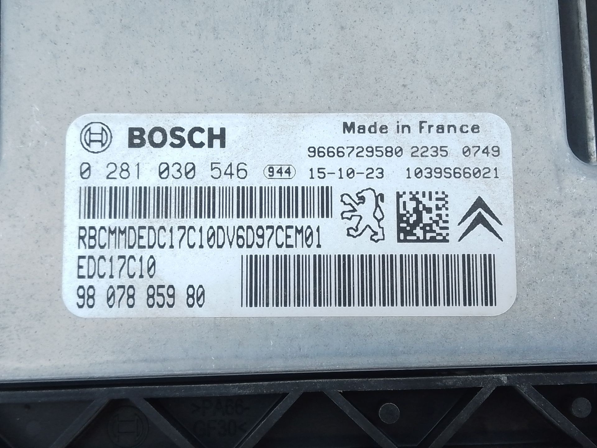CENTRALITA UNIDAD CONTROL CITROËN BERLINGO MULTISPACE (B9) 9807885980 / E3-B2-34-2 / 0281030546 9807885980E3B23420281030546 - Vista 2