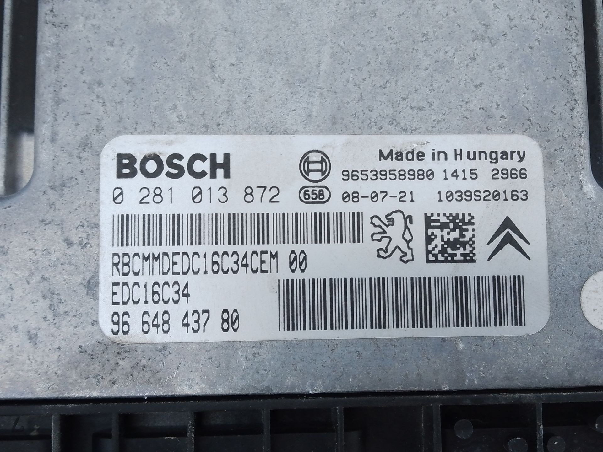 CENTRALITA UNIDAD CONTROL PEUGEOT 308 SW 9664843780 / E3-B2-34-2 / 0281013872 9664843780E3B23420281013872 - Vista 2