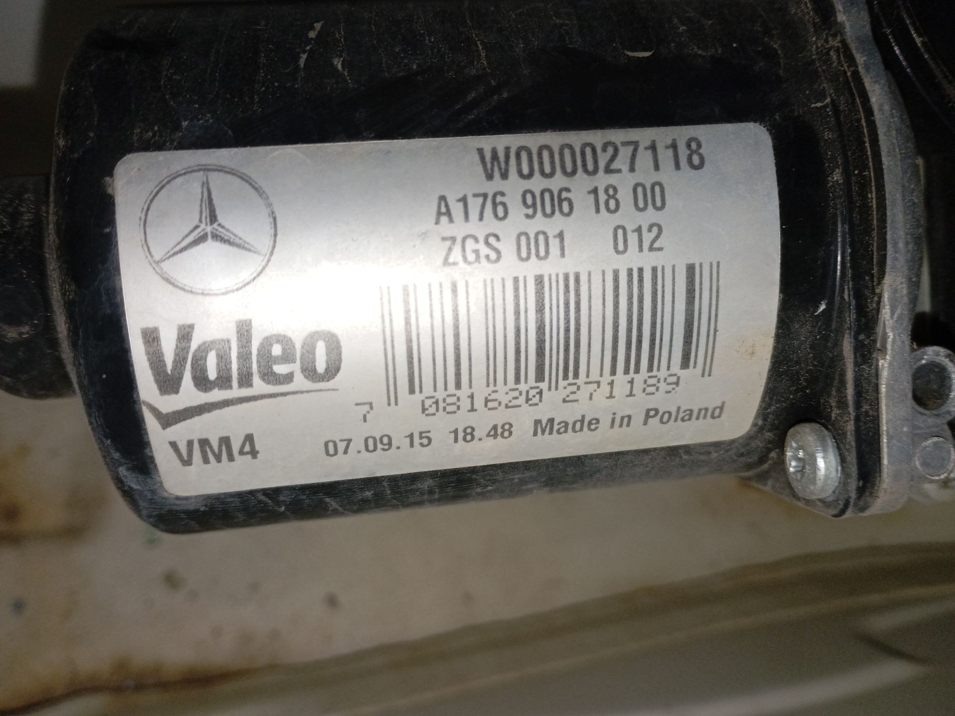 MOTOR LIMPIA DELANTERO MERCEDES-BENZ CLASE A (W176) A1769061800 / W000027118 A1769061800W000027118
