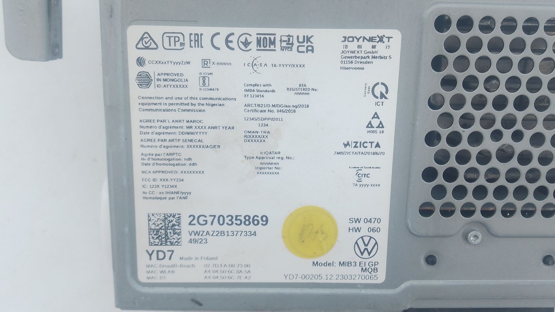 SISTEMA NAVEGACION GPS VOLKSWAGEN T-CROSS (C11, D31) 2G7035869 / E2-A1-13-4 2G7035869E2A1134 - Vista 3
