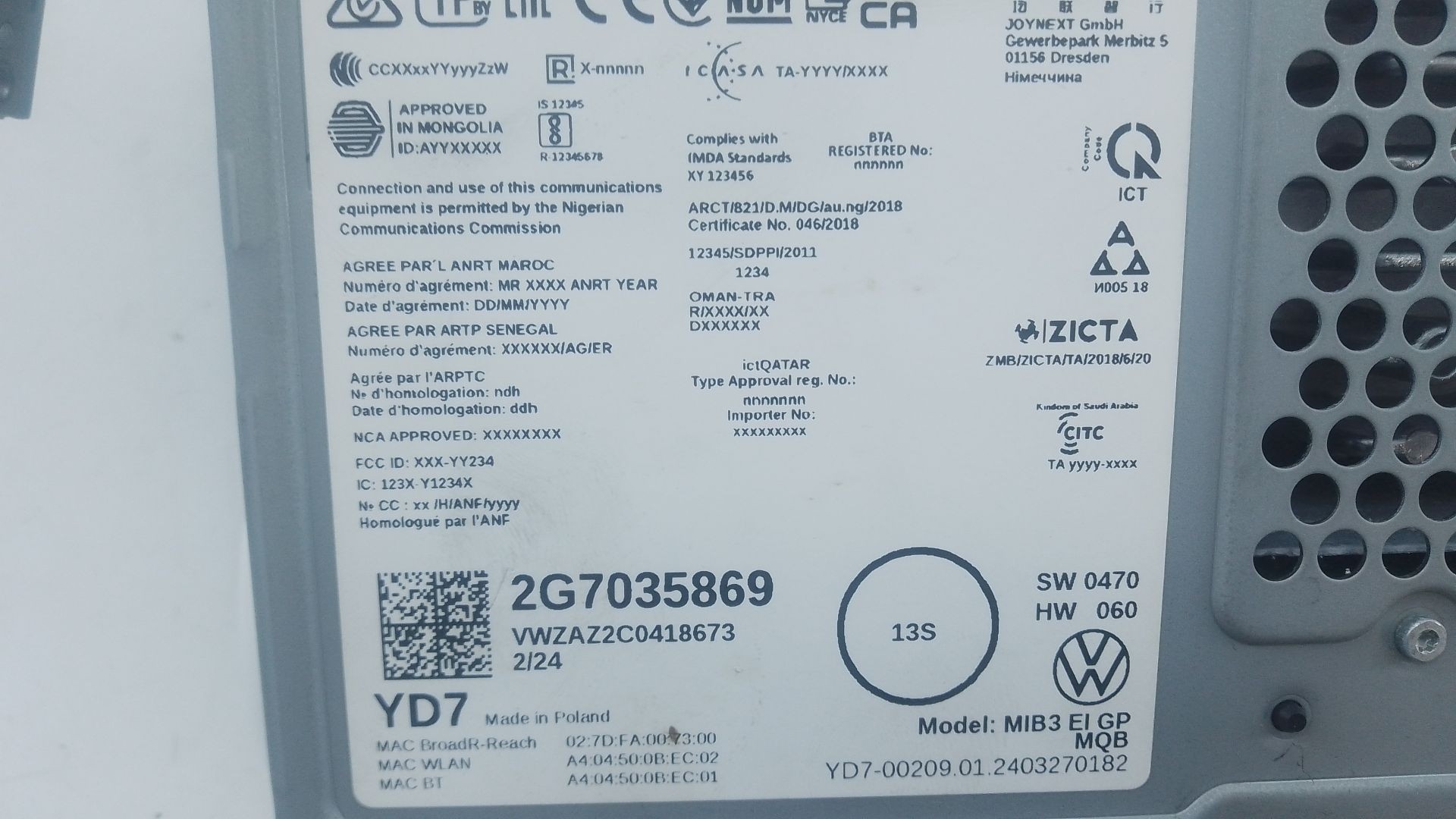 SISTEMA NAVEGACION GPS VOLKSWAGEN T-CROSS (C11, D31) 2G7035869 / E2-A1-15-8 2G7035869E2A1158 - Vista 3