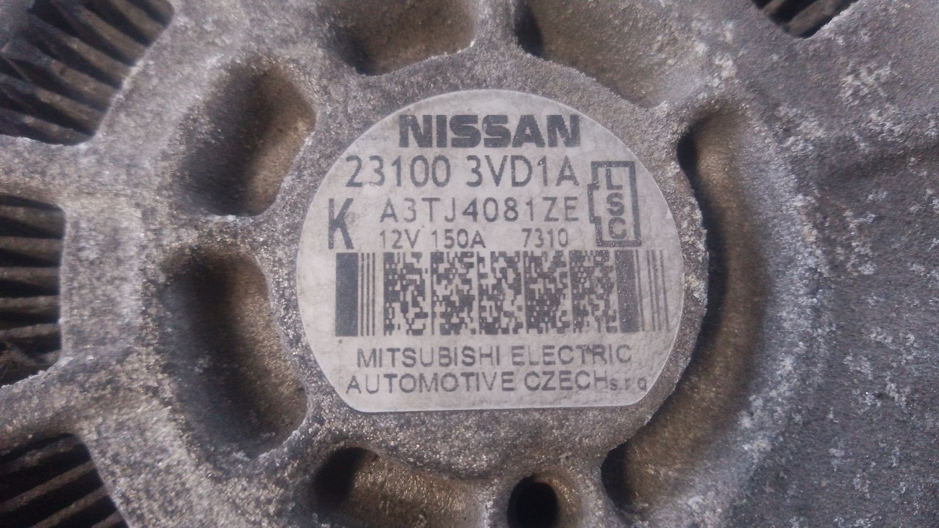 ALTERNADOR NISSAN NV200 Furgoneta 231003VD1A / P3-B6-13-3 / A3TJ4081ZE 231003VD1AP3B6133A3TJ4081ZE - Vista 3