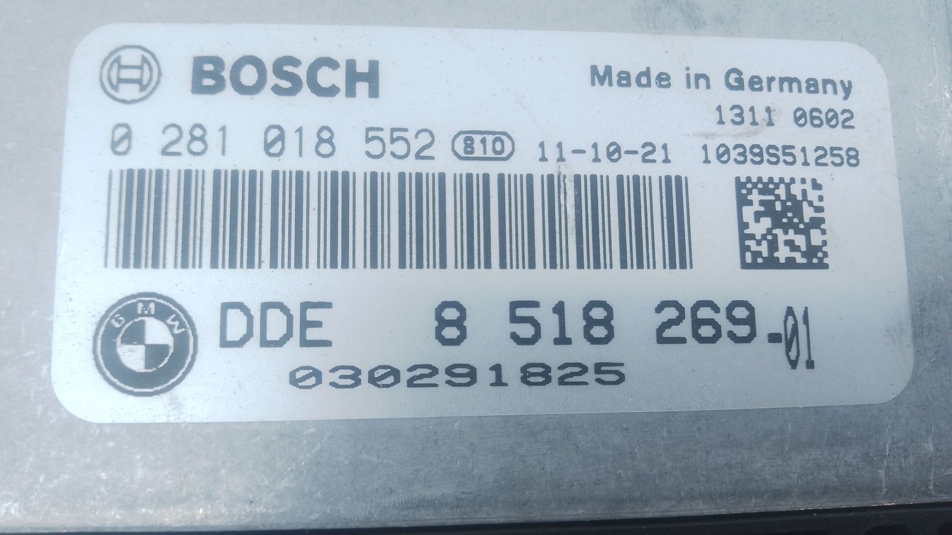 CENTRALITA MOTOR UCE BMW 3 Coupé (E92) 851826901 / E3-A2-19-4 / 0281018552 851826901E3A21940281018552 - Vista 2