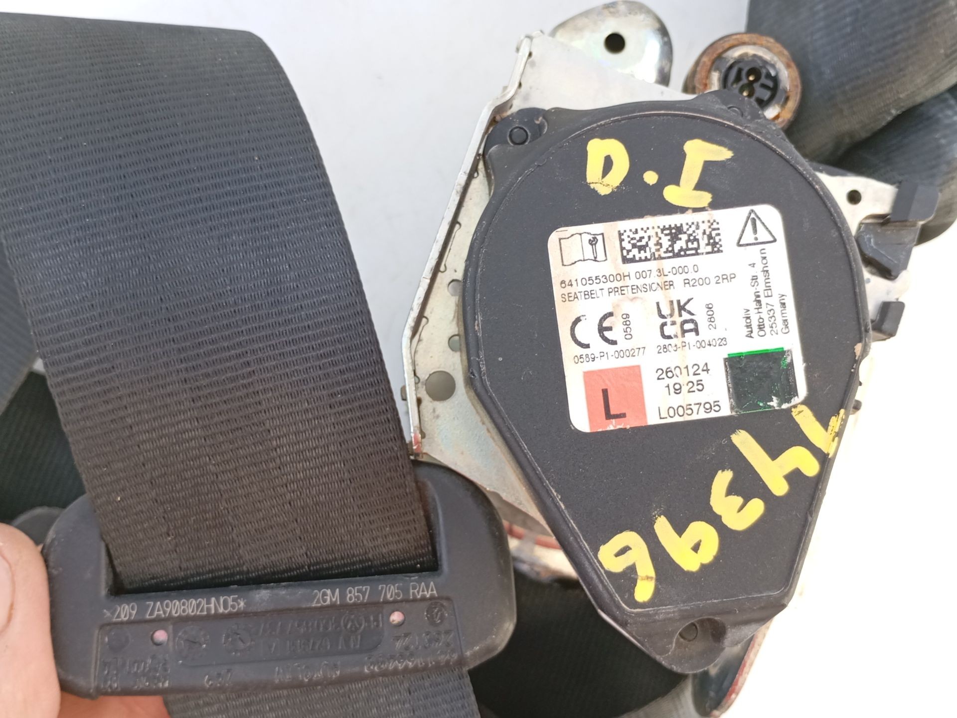 CINTURON SEGURIDAD DELANTERO IZQUIERDO VOLKSWAGEN T-CROSS (C11, D31) 641055300H / E1-B2-14-1 / 2GM857705RAA 641055300HE1B21412GM857705RAA - Vista 2